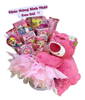  Gấu Bông , gấu dâu ,Giỏ Quà Cho bé