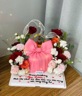 Bánh kem Nơ Luxury ,bánh kem thổi kim tuyến,bánh kem hot trend