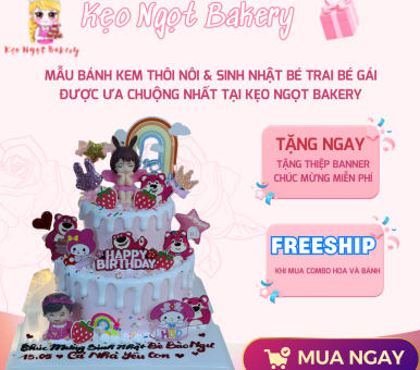 Mẫu Bánh Kem Thôi Nôi & Sinh Nhật Bé Trai Bé Gái Được Ưa Chuộng Nhất Tại Kẹo Ngọt Bakery