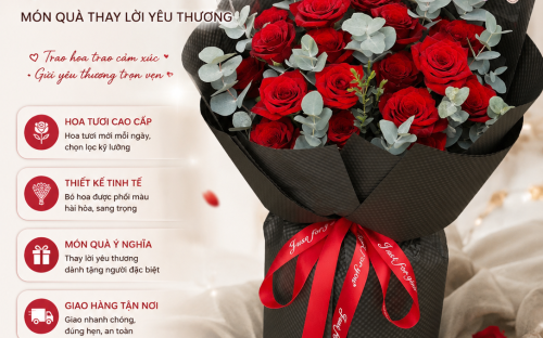 Bó Hoa Tươi Tone Đỏ – Món Quà Tinh Tế Thay Lời Yêu Thương