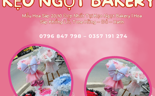 Mẫu Hoa Sáp 20/10 Đẹp Nhất Tại Kẹo Ngọt Bakery | Hoa Sáp Khổng Lồ, Tone Hồng – Đỏ – Xanh