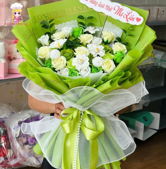 Hoa sáp tone xanh siêu hot tặng mẹ yêu 
