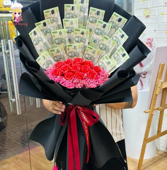 Mẫu hoa tiền 100k tặng vợ yêu 