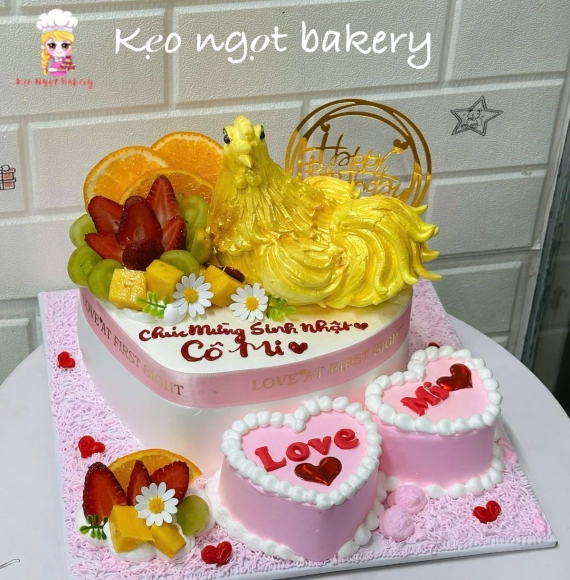 bánh kem sinh nhật tone hồng tặng cô 