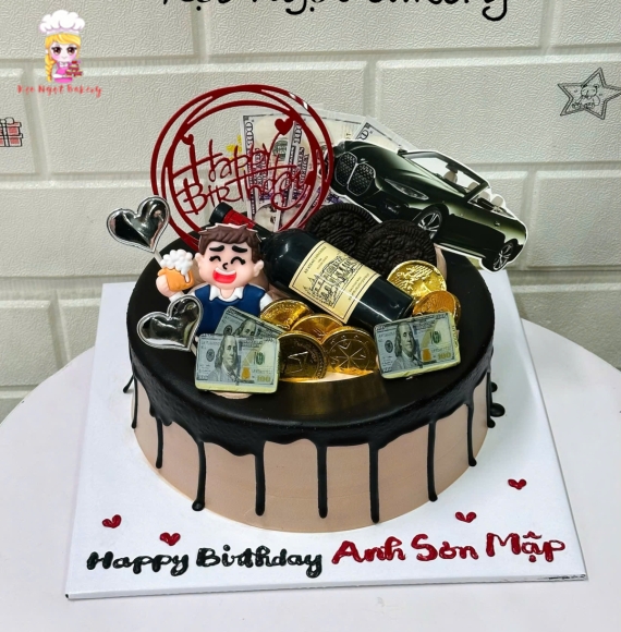Bánh kem trang trí yêu cầu tặng các bạn nam 