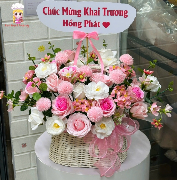 Hoa Mừng khai trương tone hồng 