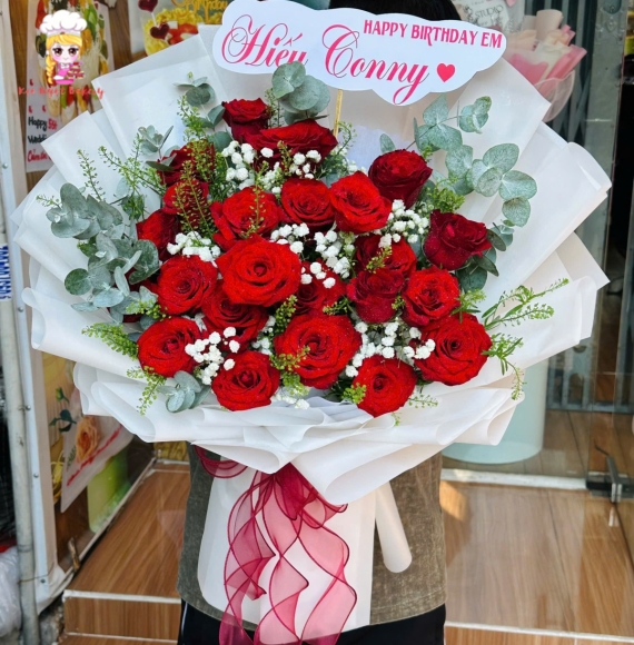 Bó hoa hồng tone đỏ tặng em yêu 