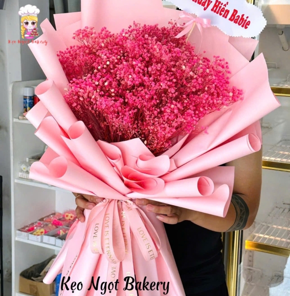Bó hoa tươi tone hồng tặng sinh siêu hot 