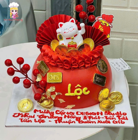 Bánh kem chữ lộc tone đỏ siêu hot 