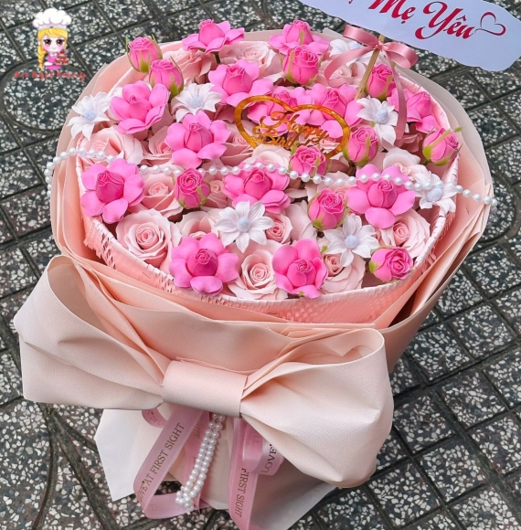 Bó hoa sáp tone hồng siêu hot tặng mẹ yêu 