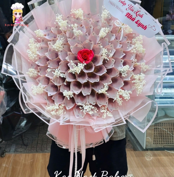 Bó hoa tiền tờ 50k siêu hot bó tròn 