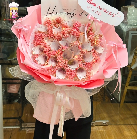 Bó hoa tiền tờ 50 hot tại TPHCM 