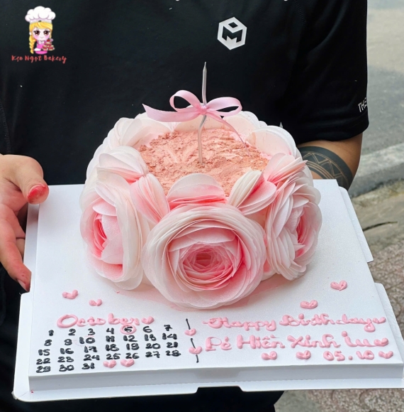 Bánh kem giấy gạo siêu hot tone hồng 2026 