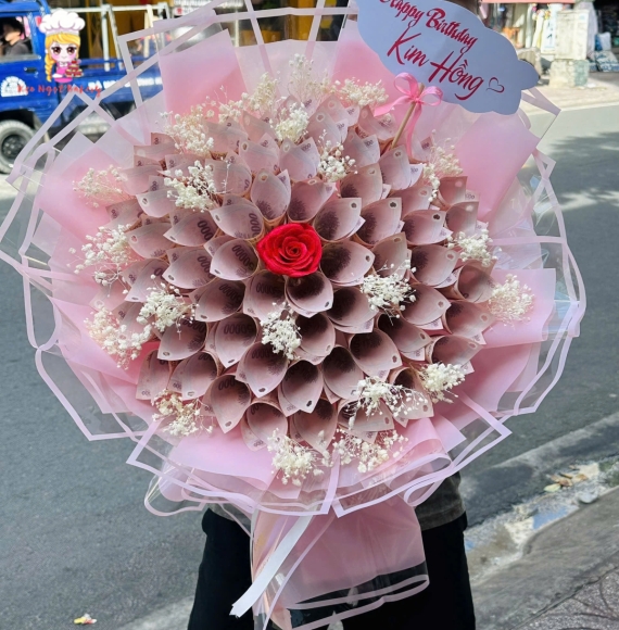 Bó hoa tờ 50K bó tròn hot tại TPHCM