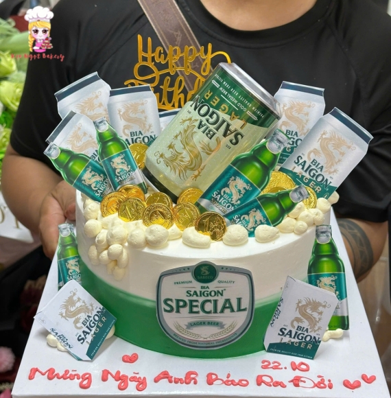 Bánh sinh nhật tặng nam bia sài gòn 