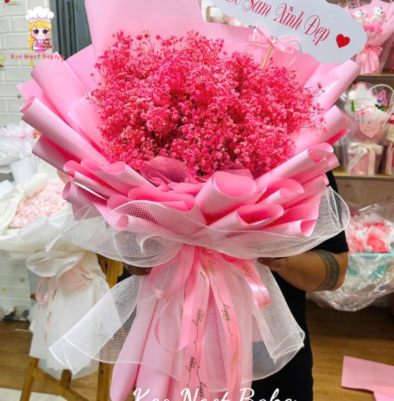 Bó hoa sáp tone hồng baby đẹp 
