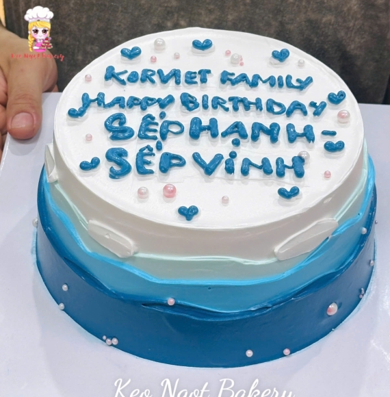 Bánh kem tặng sếp vinh tone xanh dương hot 