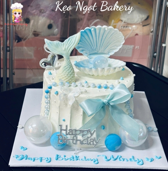Bánh kem vỏ xò siêu hot tone xanh