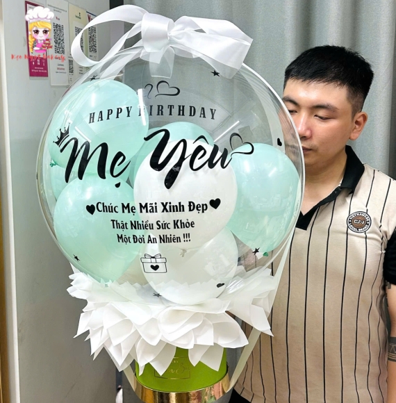 Bóng bay rút tiền tone xanh đang hot 2026