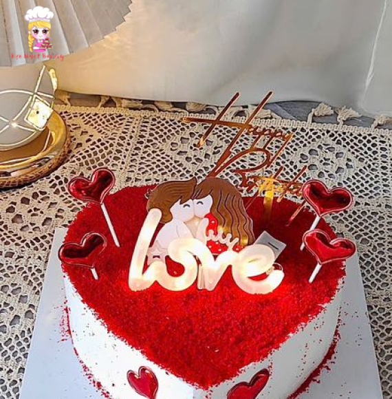 Bánh kem tặng chồng yêu trái tim
