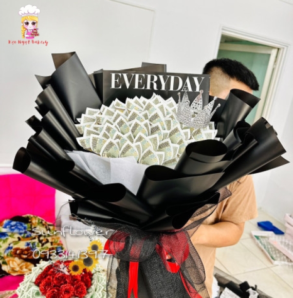 Bó hoa tiền giấy 1k&5k vnd