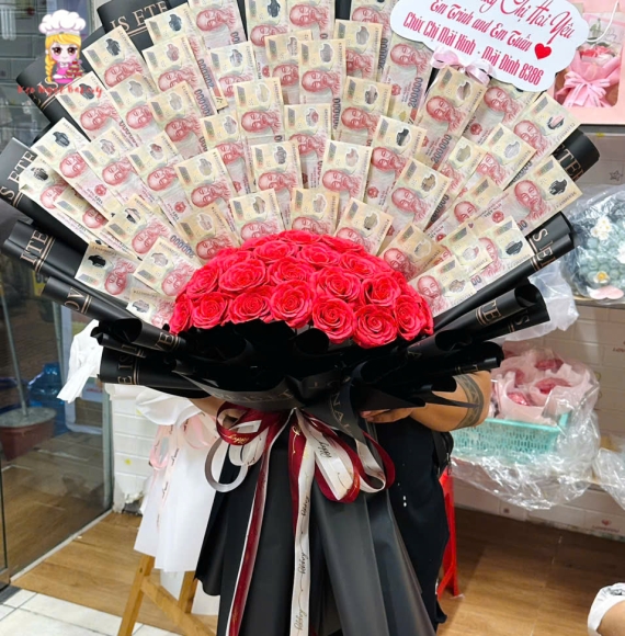 Mẫu hoa tiền đẹp tặng 20/10 tờ 200k