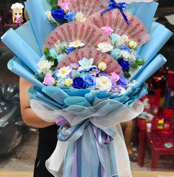 Mẫu hoa tiền đẹp tặng 20/10 sếp quạt xòe đẹp