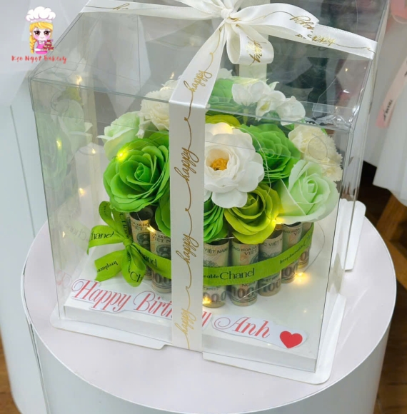 Mẫu hoa tiền đẹp tặng 20/10 hộp hoa mica