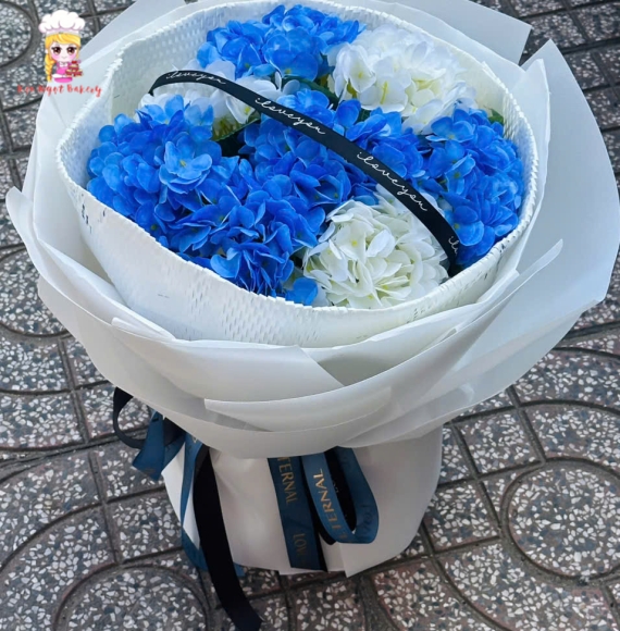 Mẫu hoa sáp cẩm tú cầu tặng 20/10  tone xanh