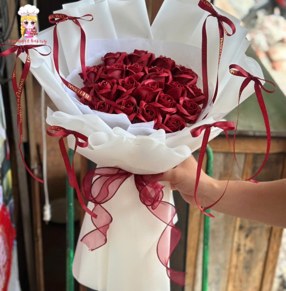 Bó hoa sáp tone đỏ cao cấp