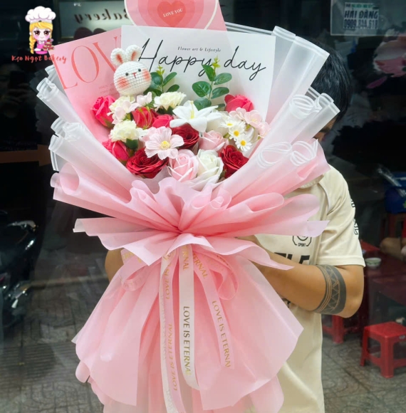 Mẫu hoa sáp  tặng 20/10 tone hồng