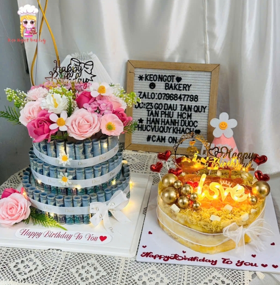 Combo Tháp tiền và bánh bông lan trứng muối