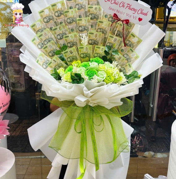 Mẫu hoa tiền tháp tiền tờ 100k siêu hot tại kẹo ngọt
