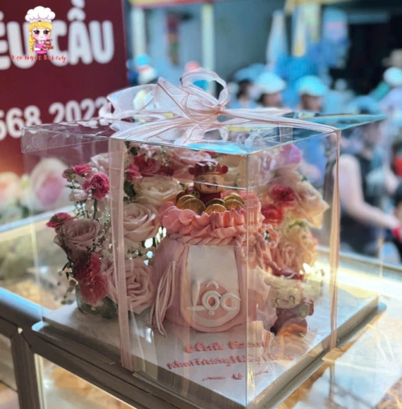 Bánh kem khai trương-bỏ hộp mica