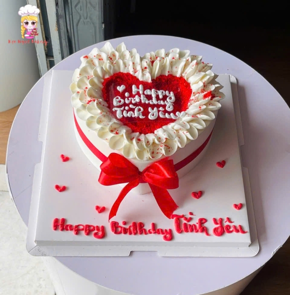 Bánh kem trái tim chúc mừng sinh nhật người yêu