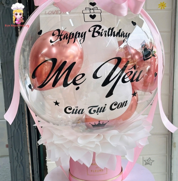 bóng bay rút tiền tặng mẹ tone hồng siêu dễ thương