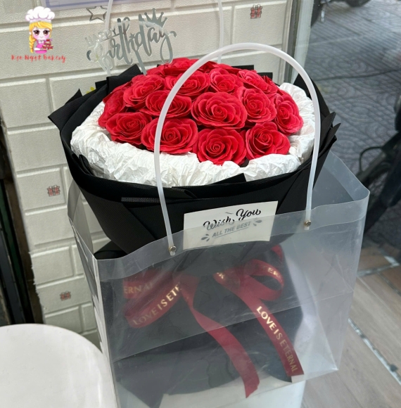 Hoa sáp trang trí trái tim màu hồng đáng yêu tặng vợ