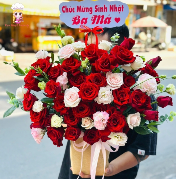 Hoa sáp màu hồng với màu đó tặng ba má 