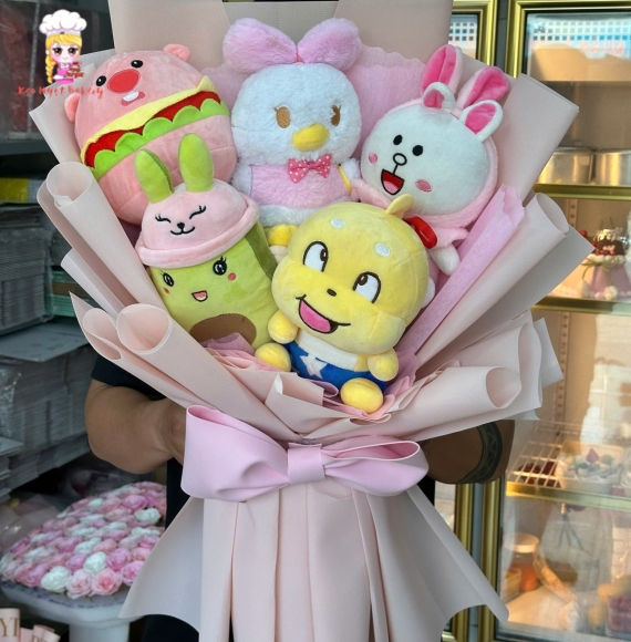 giỏ hoa gấu đủ màu tặng người yêu