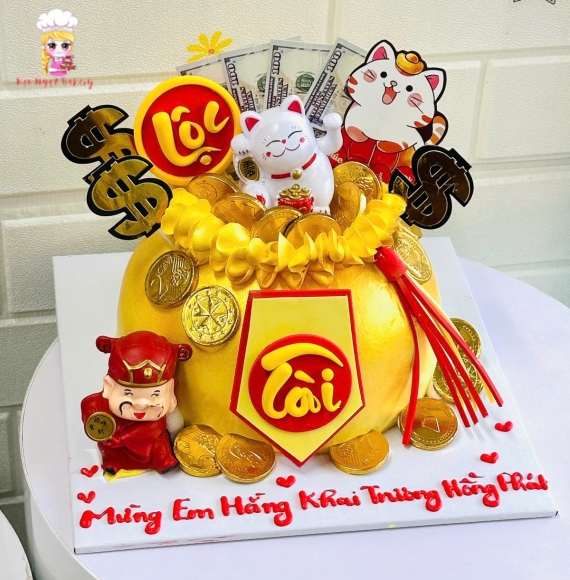 Bánh kem khai trương chữ Tài Lộc tại Kẹo Ngọt