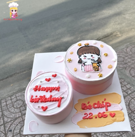 Bánh kem đôi tone hàn quốc siêu cute