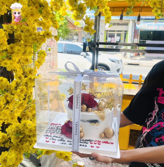 Bánh kem tặng mẹ dựng hộp meca trong siêu xinh