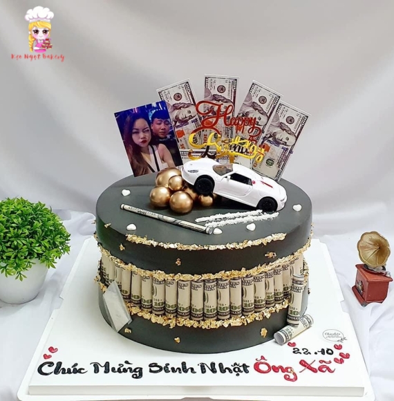 Bánh kem tiền đô tặng ông xã