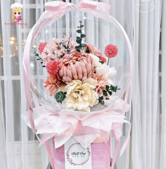 Bóng bay rút tiền mẫu kèm hoa
