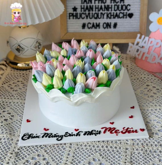 Bánh kem rút tiền Hoa Tulip