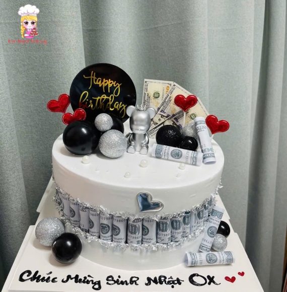 Bánh kem rút tiền tặng chồng yêu