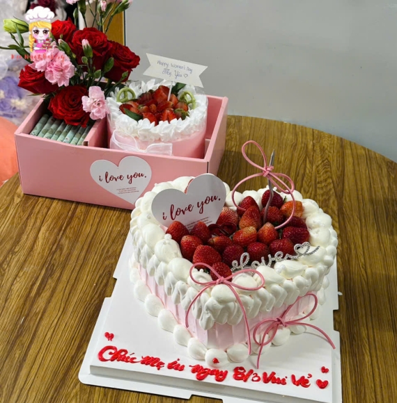 Bánh kem ngập tràn dâu tây tặng 8/3