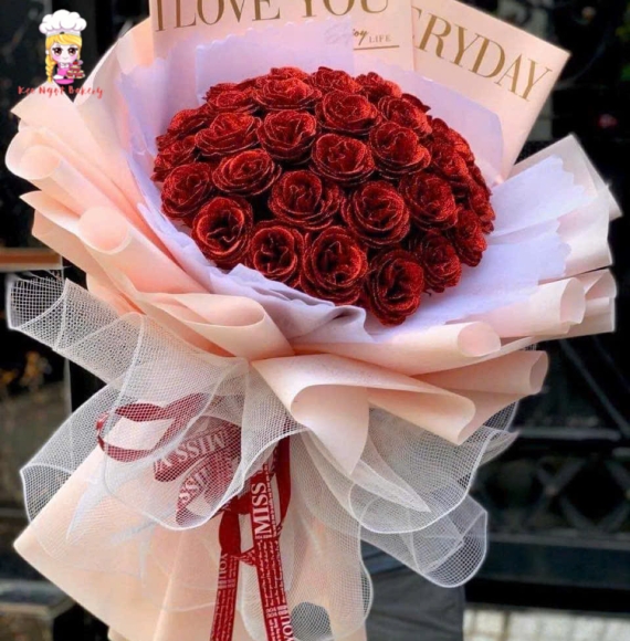 Bó hoa sáp nhủ kim tuyến đẹp