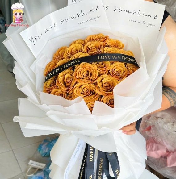 Bó hoa sáp tone vàng nhẹ nhàng