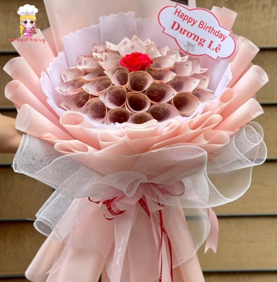 Bó hoa tiền chúc mừng sinh nhật